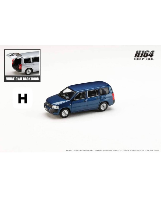 (預訂 Pre-order) HobbyJAPAN 1/64 Toyota PROBOX Customized ver. with ROOF CARRIER HJ642062BL : Dark Blue Mica (Diecast car model)