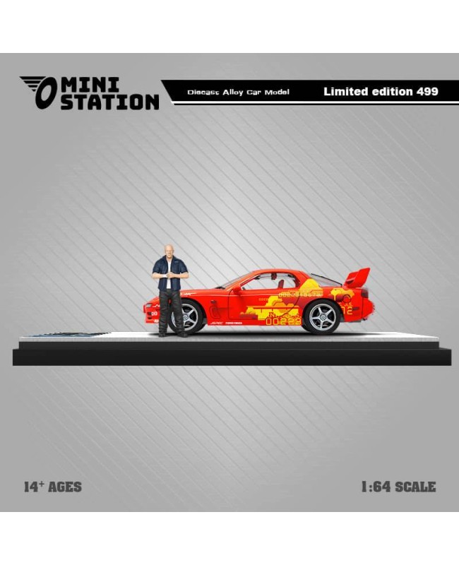 (預訂 Pre-order) Mini Station 1/64 RX-7 Orange Fast & Furious (Diecast car model) 限量499台 人偶版