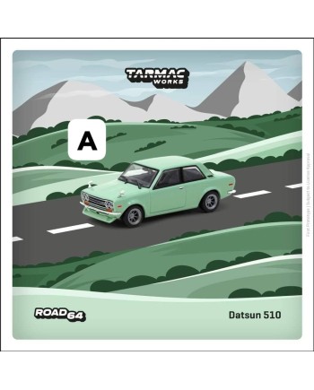 (預訂 Pre-order) Tarmac 1/64 T64R-052-GR ROAD64 Datsun 510, Light Green (Diecast car model)