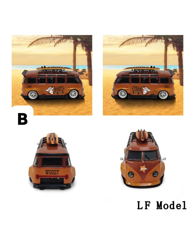 (預訂 Pre-order) LF 1/64 VW T1 Bus (Diecast car model) Brown woody