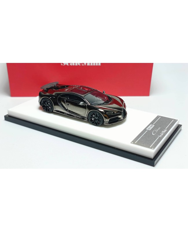 (預訂 Pre-order) ScaleMini 1/64 Bugatti Chiron Chrome gun black (Resin car model) 限量499台