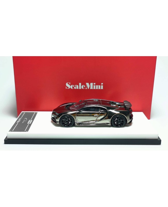 (預訂 Pre-order) ScaleMini 1/64 Bugatti Chiron Chrome gun black (Resin car model) 限量499台