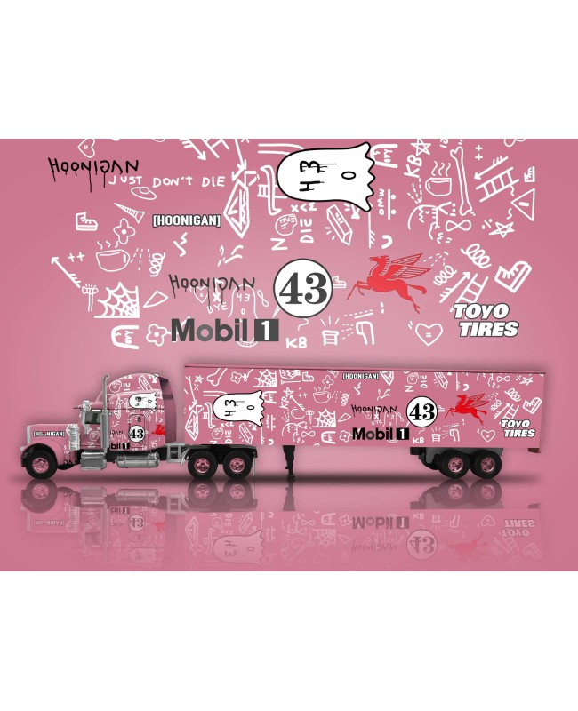 (預訂 Pre-order) Fine Works 1/64 peter bilt trailer Pink #43 (Diecast car model) 限量499台