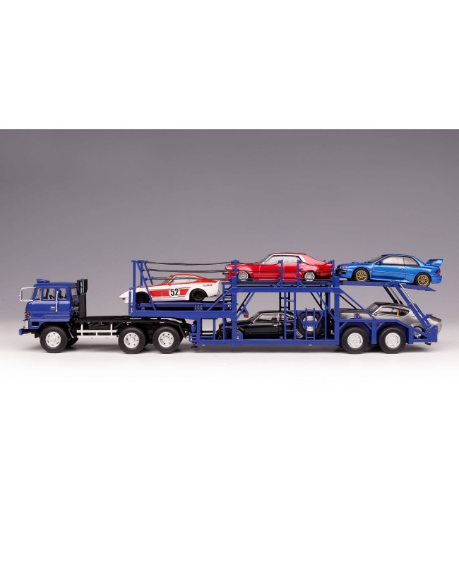 (預訂 Pre-order) DD Models 1/64 Mitsubishi Fuso FV High Cab Tractor Car Transport Trailer Set (Diecast car model) Blue tractor/blue trailer
