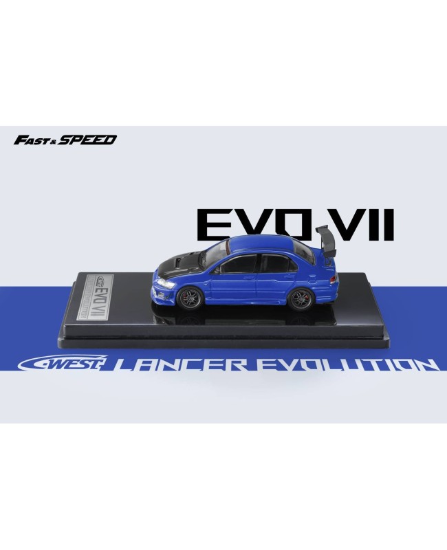 (預訂 Pre-order) Fast Speed FS 1:64 Lancer Evolution EVO VII Mk7 C-West (Diecast car model) 限量999台 Carbon Hood Blue