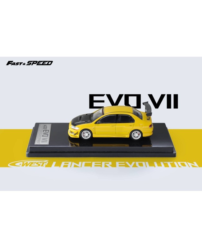 (預訂 Pre-order) Fast Speed FS 1:64 Lancer Evolution EVO VII Mk7 C-West (Diecast car model) 限量999台 Carbon Hood Yellow