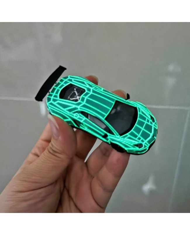 (預訂 Pre-order) KING MODEL 1:64 LB AVENTADOR Explosion pattern luminous version (Diecast car model) Mint green 標準版 (限量300台)