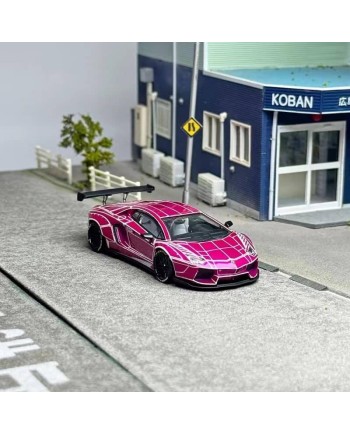 (預訂 Pre-order) KING MODEL 1:64 LB AVENTADOR Explosion pattern luminous version (Diecast car model) Chrome pink 豪華版 (限量200台)
