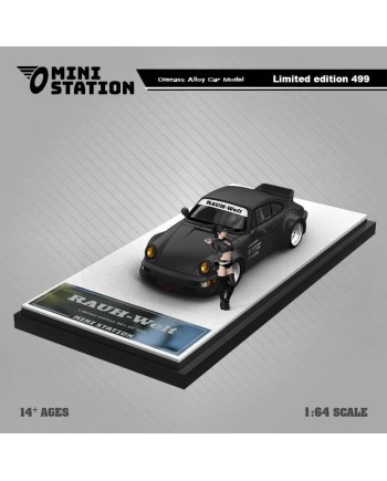 (預訂 Pre-order) Mini Station 1:64 RWB 964 Ducktail SAMURAI (Diecast car model) 限量499台 Matte black 人偶版