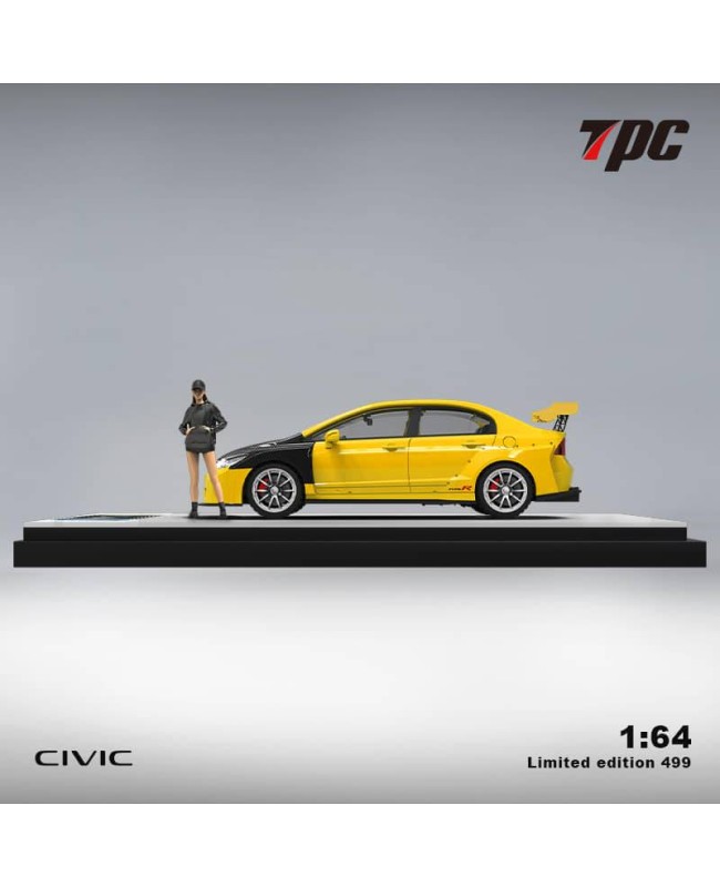 (預訂 Pre-order) TPC 1/64 Honda Civic FD2 Yellow Carbon Cover (Diecast car model) 限量499台 Yellow Carbon Cover 人偶版