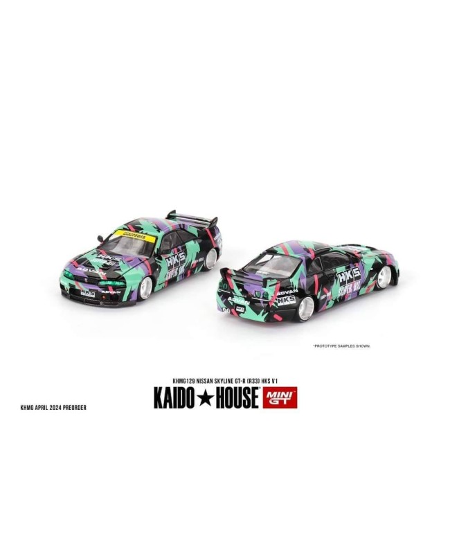 (預訂 Pre-order) KaidoHouse x MINI GT KHMG129 Nissan Skyline GT-R (R33) HKS V1 (Diecast car model)