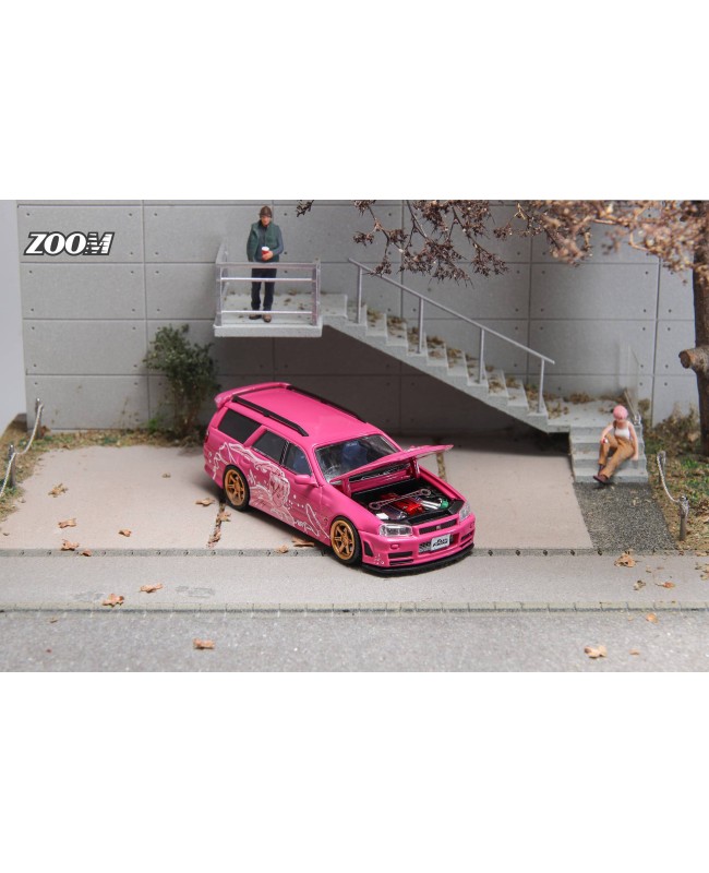 (預訂 Pre-order) Zoom 1/64 Stagea 1st generation WC34 260RS station wagon jar (Diecast car model) Pink