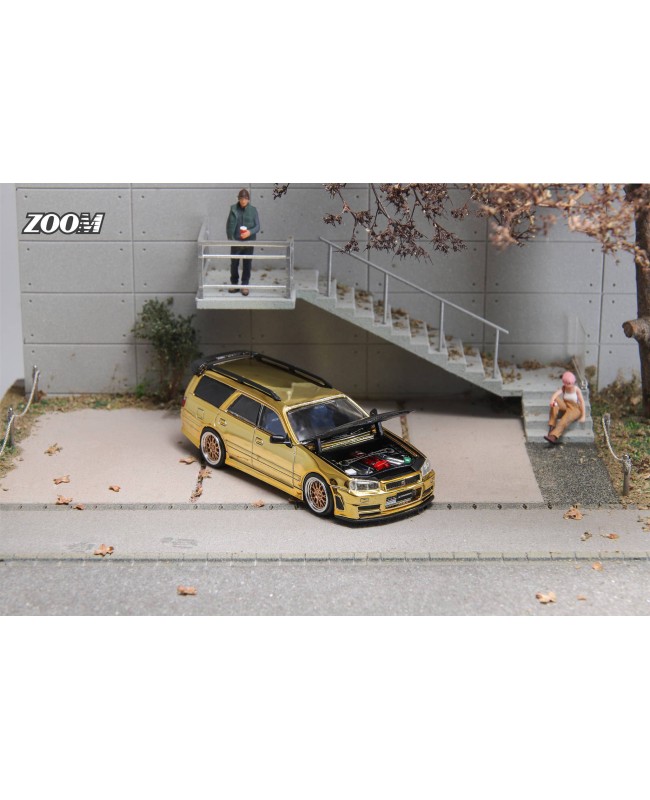 (預訂 Pre-order) Zoom 1/64 Stagea 1st generation WC34 260RS station wagon jar (Diecast car model) Chrome Gold