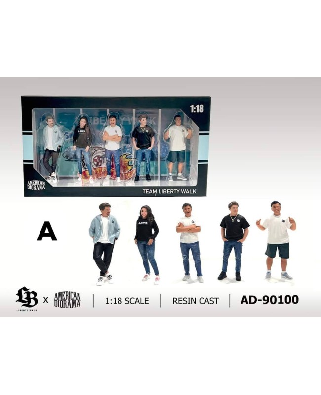 (預訂 Pre-order) American Diorama 1/18 AD-90100 Figure Set: Team Liberty Walk (Set of 5 figures) *Official LBWK Licensed product