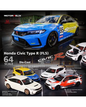 (預訂 Pre-order) MOTORHELIX 1/64 Honda Civic Type R (FL5) (Diecast car model) Champion White (w/MF10 wheels)  (限量299台)