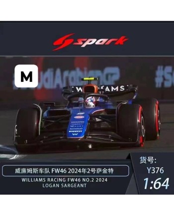 (預訂 Pre-order) SPARK 1/64 F1 Y376 ：Williams Racing FW46 No.2 2024 (Diecast car model)