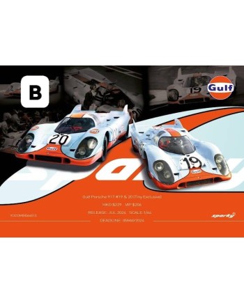 (預訂 Pre-order) Sparky x Tiny 1/64 YCOMBO64010 Gulf Porsche 917 #19 & 20 (Tiny Exclusive) (Diecast car model)