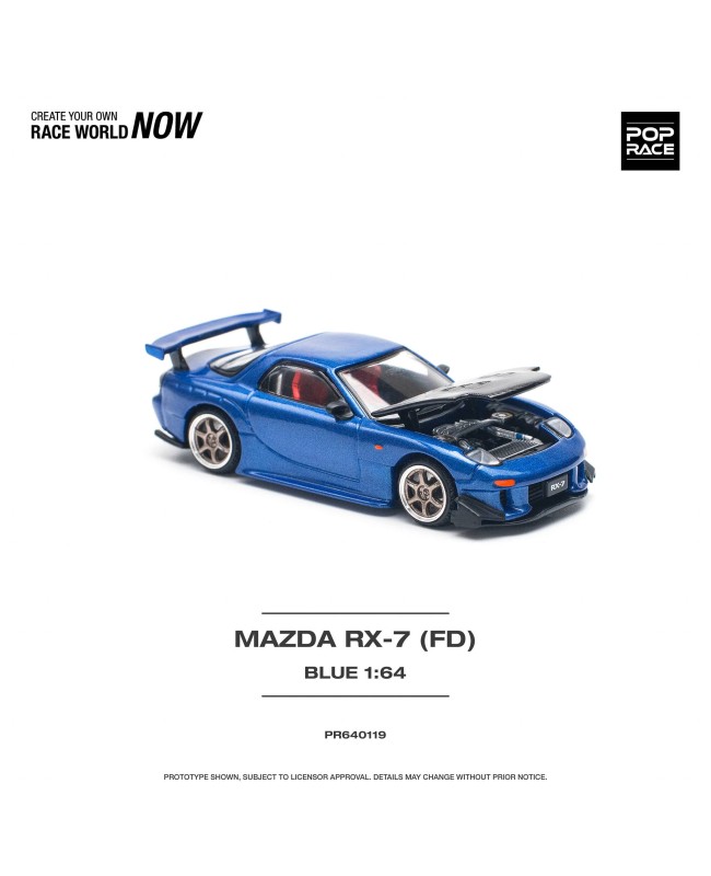 (預訂 Pre-order) POPRACE 1/64 PR640119 MAZDA RX-7 (FD3S) RE-AMEMIYA WIDEBODY METALLIC BLUE (Diecast car model)