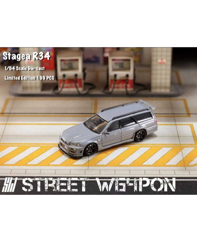 (預訂 Pre-order) SW 1/64 Stagea R34 (Diecast car model) 限量199台 Cement gray