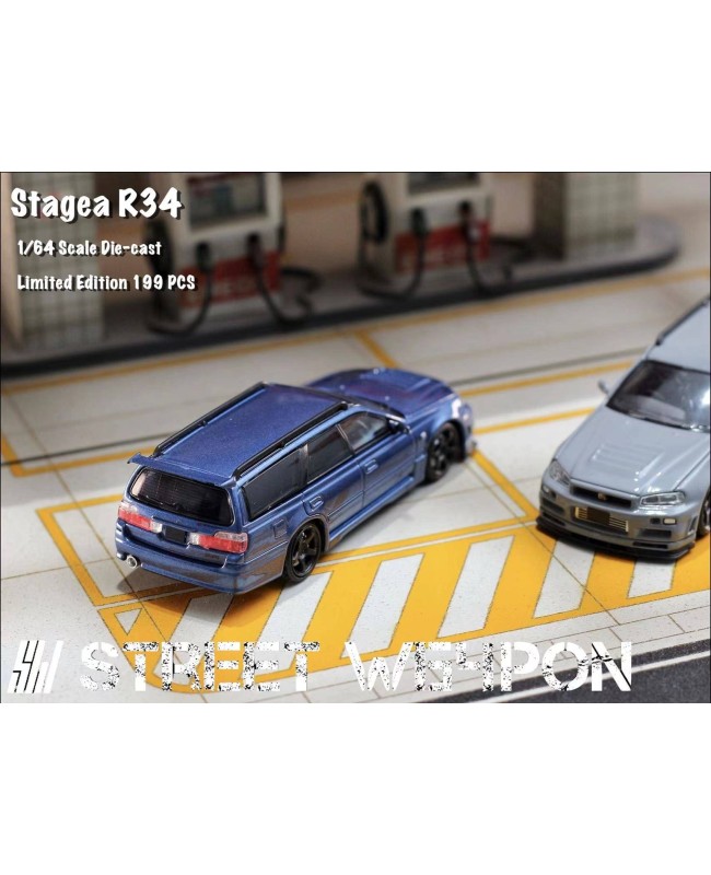 (預訂 Pre-order) SW 1/64 Stagea R34 (Diecast car model) 限量199台 Metallic blue