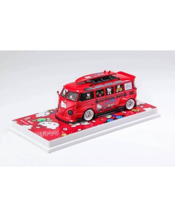 (預訂 Pre-order) Flame Model 1/64 VW T1 van Kombi wide body modified version (Diecast car model) 限量499台 Hello Kitty red school bus