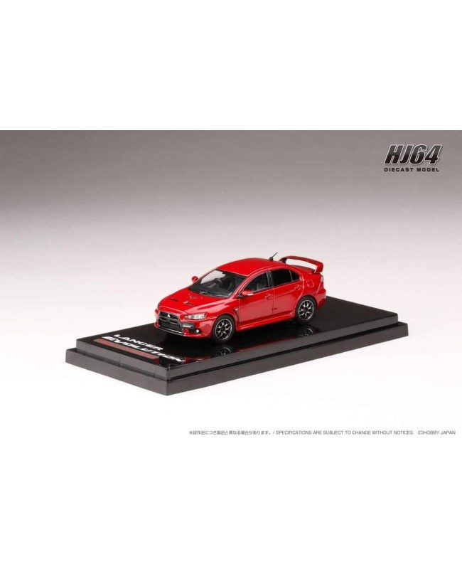 (預訂 Pre-order) Hobby JAPAN 1/64 MITSUBISHI LANCER EVOLUTION Ⅹ FINAL EDITION WITH ENGINE DISPLAY MODEL (Diecast car model) HJ642053AR : RED METALLIC