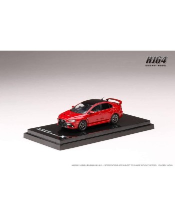 (預訂 Pre-order) Hobby JAPAN 1/64 MITSUBISHI LANCER EVOLUTION Ⅹ FINAL EDITION WITH ENGINE DISPLAY MODEL / BLACK ROOF (Diecast car model) HJ642053CR : RED METALLIC / BLACK ROOF