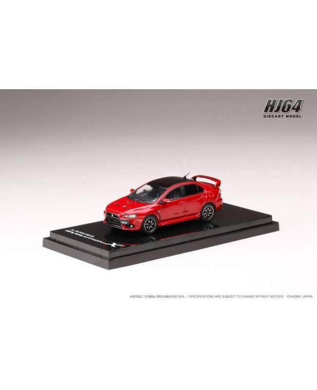 (預訂 Pre-order) Hobby JAPAN 1/64 MITSUBISHI LANCER EVOLUTION Ⅹ FINAL EDITION WITH ENGINE DISPLAY MODEL / BLACK ROOF (Diecast car model) HJ642053CR : RED METALLIC / BLACK ROOF