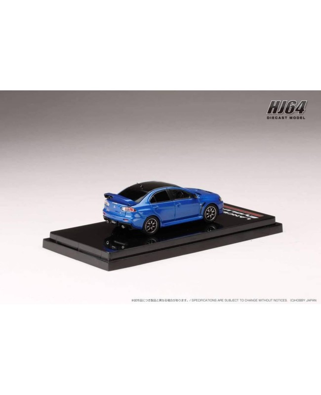 (預訂 Pre-order) Hobby JAPAN 1/64 MITSUBISHI LANCER EVOLUTION Ⅹ FINAL EDITION WITH ENGINE DISPLAY MODEL / BLACK ROOF (Diecast car model) HJ642053CBL : LIGHTNING BLUE MICA / BLACK ROOF