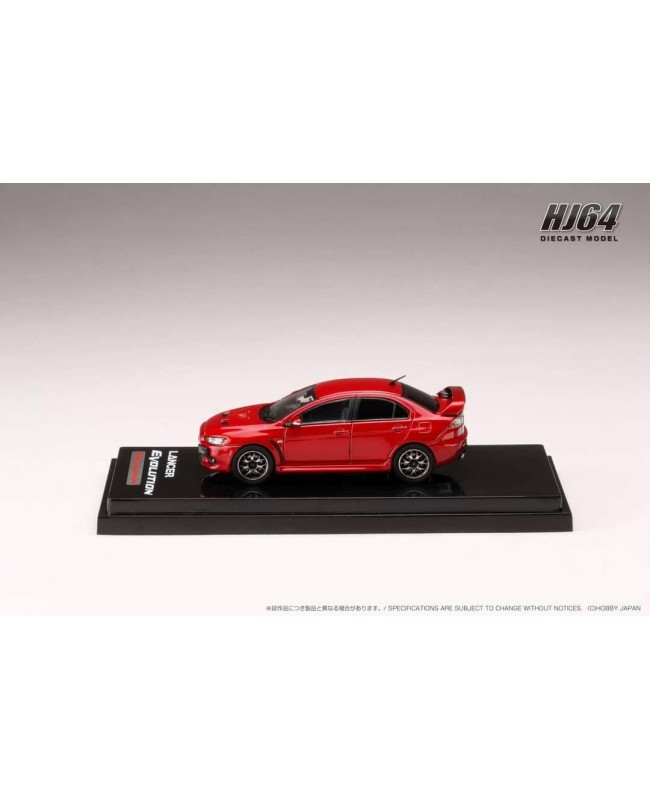 (預訂 Pre-order) Hobby JAPAN 1/64 MITSUBISHI LANCER EVOLUTION Ⅹ FINAL EDITION WITH ENGINE DISPLAY MODEL (Diecast car model) HJ642053AR : RED METALLIC