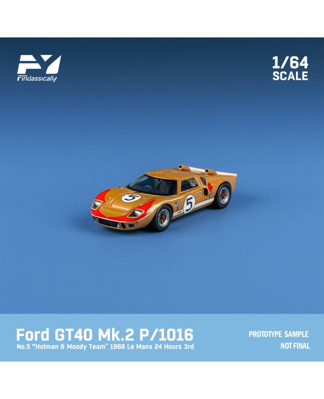 (預訂 Pre-order) Finclassically 1/64 Ford GT40 Mk II 1969 Le Mans (Diecast car model) Gold #5 普通版