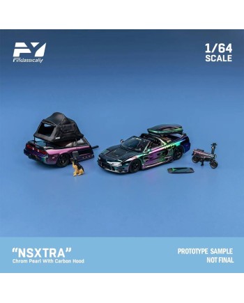 (預訂 Pre-order) Finclassically 1/64 NSX TRA Chrome (Diecast car model) 限量500台 套裝（車+後拖車+行李箱+頂蓋+帳篷+單車+狗)