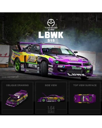 (預訂 Pre-order) TimeMicro 1:64 LBWK S15 Open version purple lightning livery (Diecast car model) 限量999台 TM646003