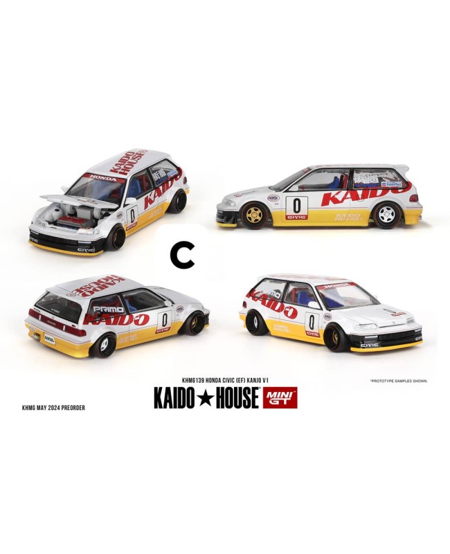 (預訂 Pre-order) Kaido House x MINIGT KHMG139 - Honda Civic EF Kanjo White/ Yellow LHD (Diecast car model)