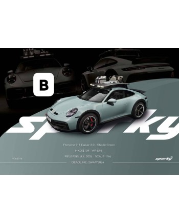 (預訂 Pre-order) Sparky 1/64 YO64016  2023 Porsche 911 Dakar 3.0 - Shade Green (Diecast car model)