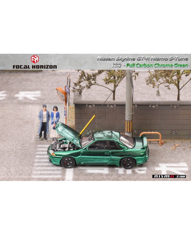 (預訂 Pre-order) Focal Horizon FH 1/64 Skyline GT-R R32，Nismo S-Tune version Full Carbon Chrome Green (Diecast car model) 限量999台