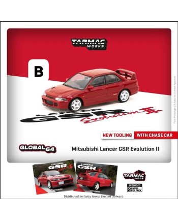 (預訂 Pre-order) Tarmac 1/64 T64G-049-RE - Mitsubishi Lancer GSR Evolution II Red (Diecast car model)