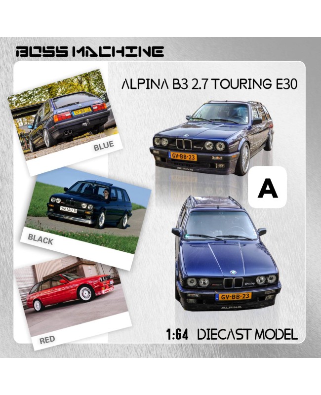 (預訂 Pre-order) Boss Machine BM 1:64  3 Series 2nd generation E30 Alpina B3 2.7 Touring Modified version (Diecast car model) 限量699台 Blue