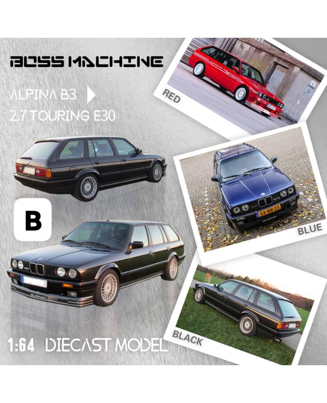 (預訂 Pre-order) Boss Machine BM 1:64  3 Series 2nd generation E30 Alpina B3 2.7 Touring Modified version (Diecast car model) 限量699台 Black