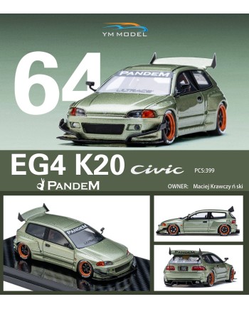 (預訂 Pre-order) YM model 1/64 Pandem Honda Civic EG4 K20 Rocket Rabbit Copper (Resin car model) 限量399台