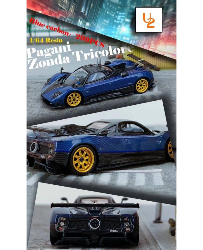 (預訂 Pre-order) U2 1:64 Pagani zonda Tricolore blue carbon (Resin car model) 限量299台