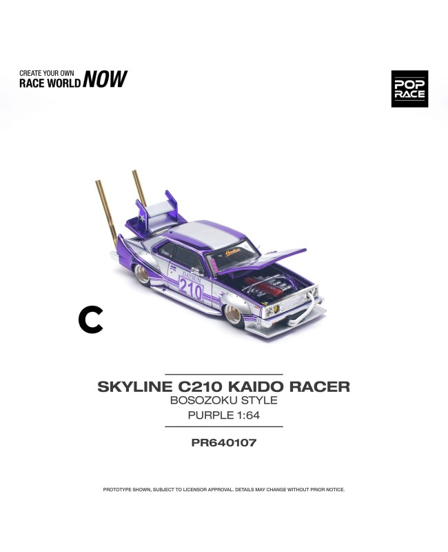 (預訂 Pre-order) POP RACE 1/64 PR640107 Skyline C210 Kaido Racer Bosozoku Style Purple (Diecast car model)