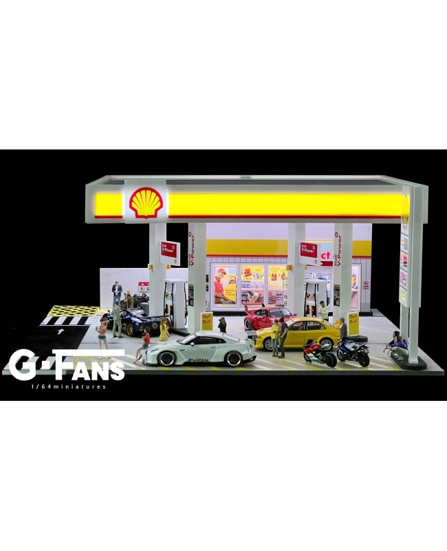 (預訂 Pre-order) G FANS-MODELS 帶燈建築場景模型 1/64 Shell 加油站建築場景模型 710035