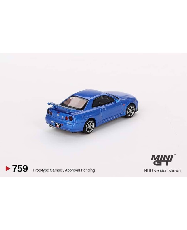 (預訂 Pre-order) MINIGT 1/64 MGT00759-R Nissan Skyline GT-R (R34)  V-Spec Bayside Blue (Diecast car model)