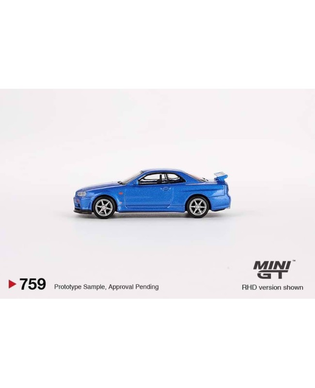 (預訂 Pre-order) MINIGT 1/64 MGT00759-R Nissan Skyline GT-R (R34)  V-Spec Bayside Blue (Diecast car model)