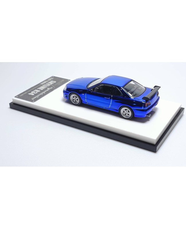 (預訂 Pre-order) MC 1/64  SKYLINE R34 25GT TURBO chrome blue (Diecast car model)