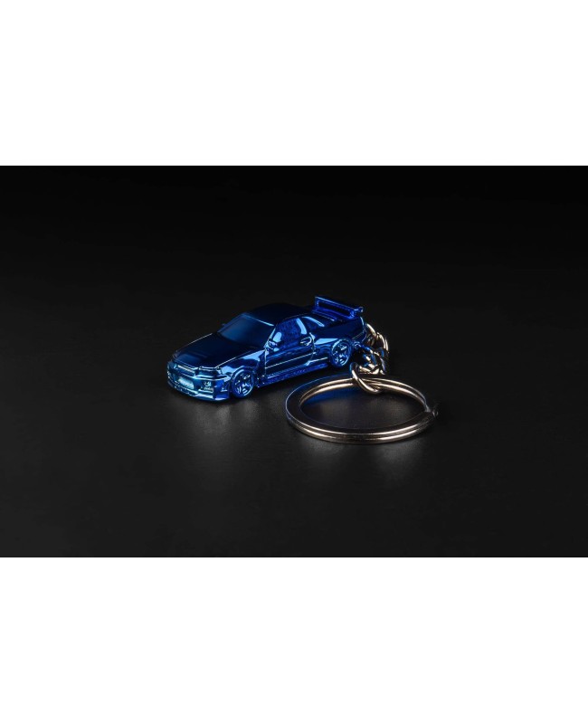 (預訂 Pre-order) Seeker 1/87 Nissan GTR34 Chain keychain (Diecast car model) Chrome Blue
