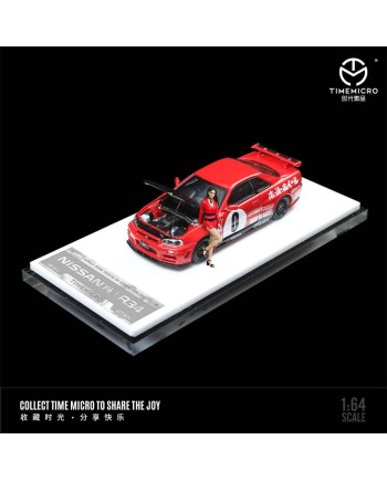 (預訂 Pre-order) TimeMicro 1:64 Nissan GTR34 (Diecast car model) 限量999台 Red #0 人偶版 TM643431-1