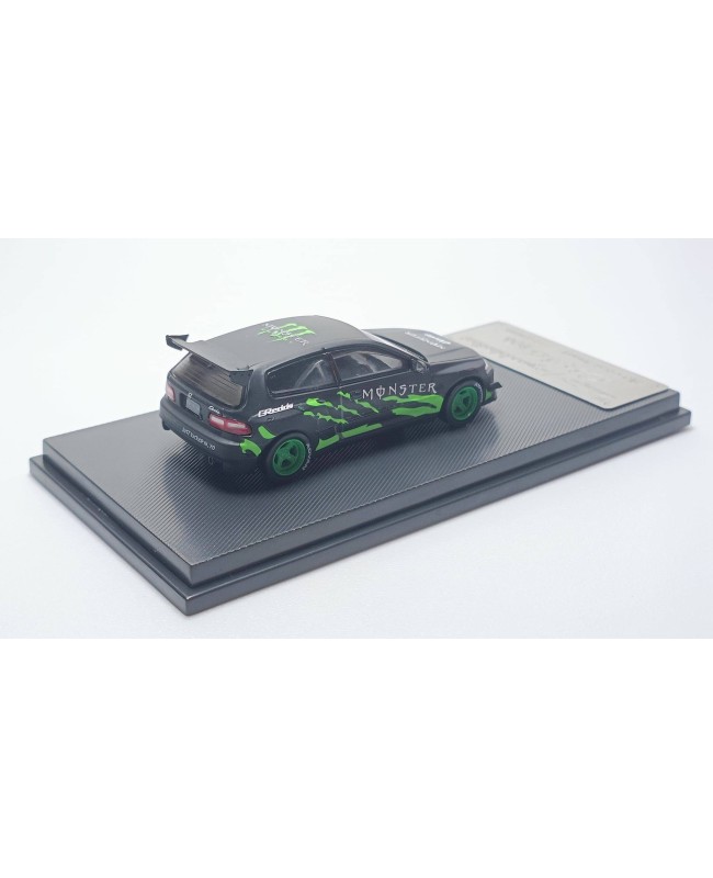 (預訂 Pre-order) MC 1/64 Honda Civic EG6 (Diecast car model) Matte Black Green Monster livery