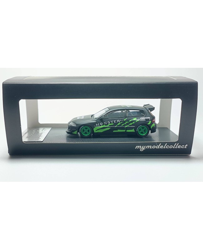 (預訂 Pre-order) MC 1/64 Honda Civic EG6 (Diecast car model) Matte Black Green Monster livery